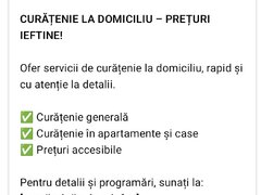 Ofer servicii de curatenie la domiciliu clientului la preturi mici