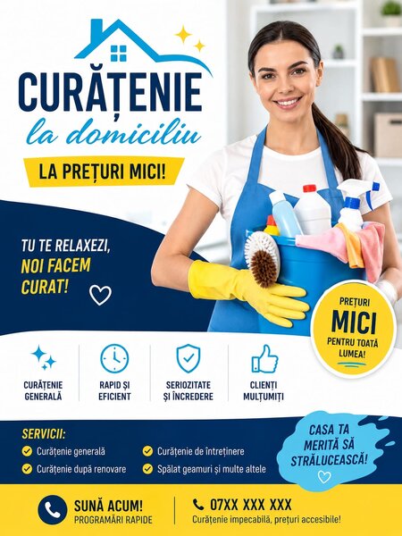 Ofer servicii de curatenie la domiciliu clientului la preturi mici.